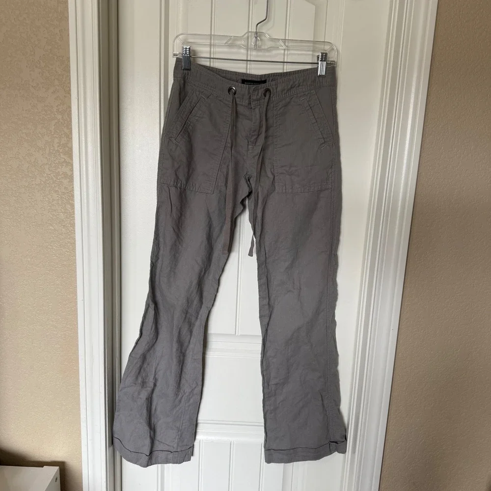 Banana Republic Martin Fit Pants Womens 0 Grey Excellent Linen Blend Utility